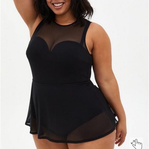 torrid Other - Torrid Underwire Short Mesh Overlay Swim Dress With Brief 2D/DD